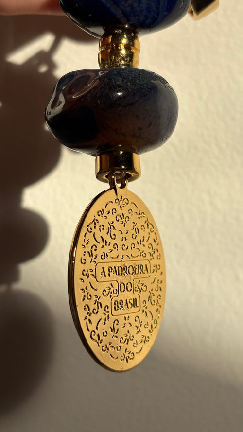 Amuleto Ágata Azul Nossa Senhora - Serenidade e Equilíbrio