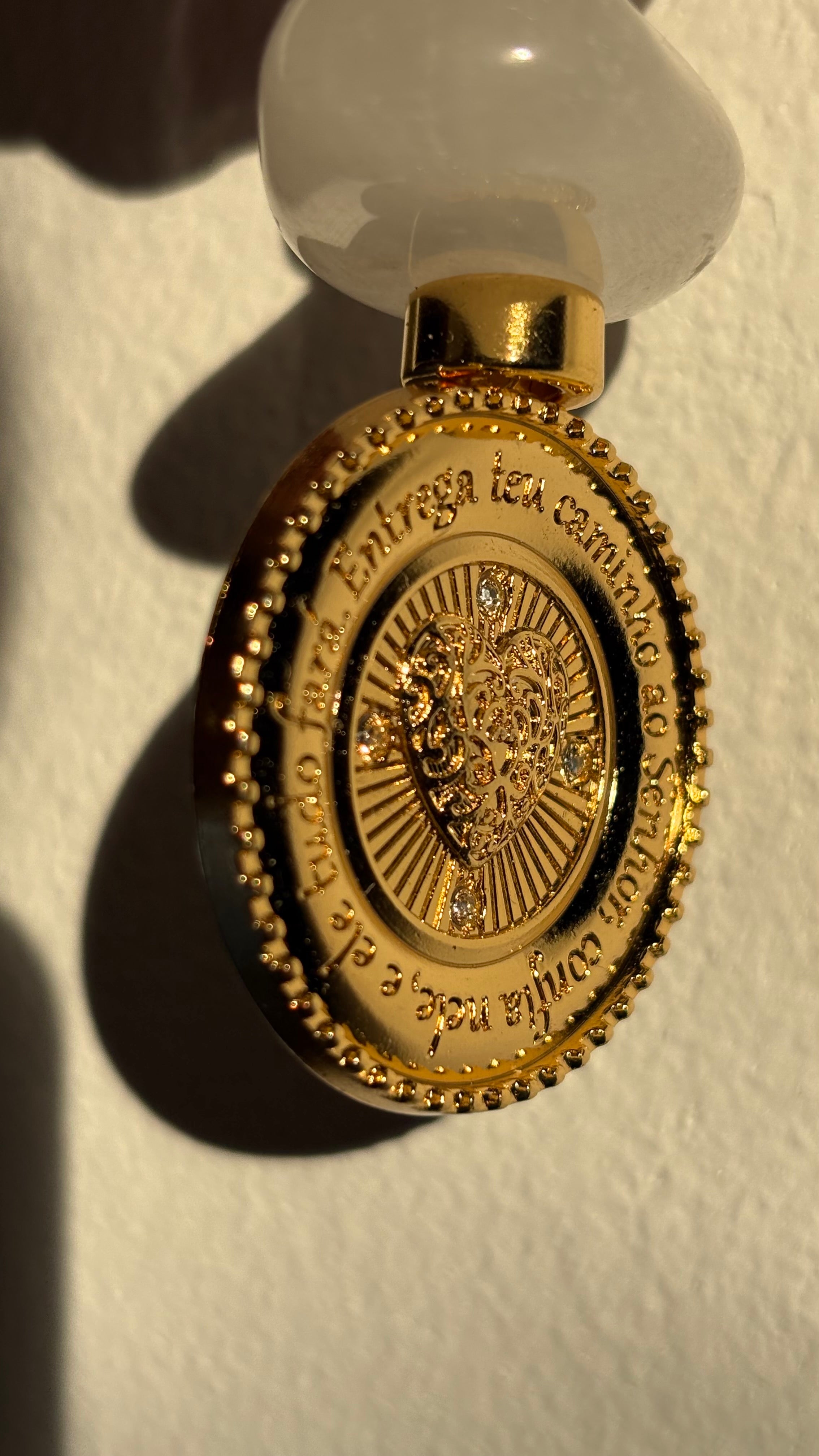 Amuleto de Proteção com Cristal e Sagrado Coração - Chaveiro
