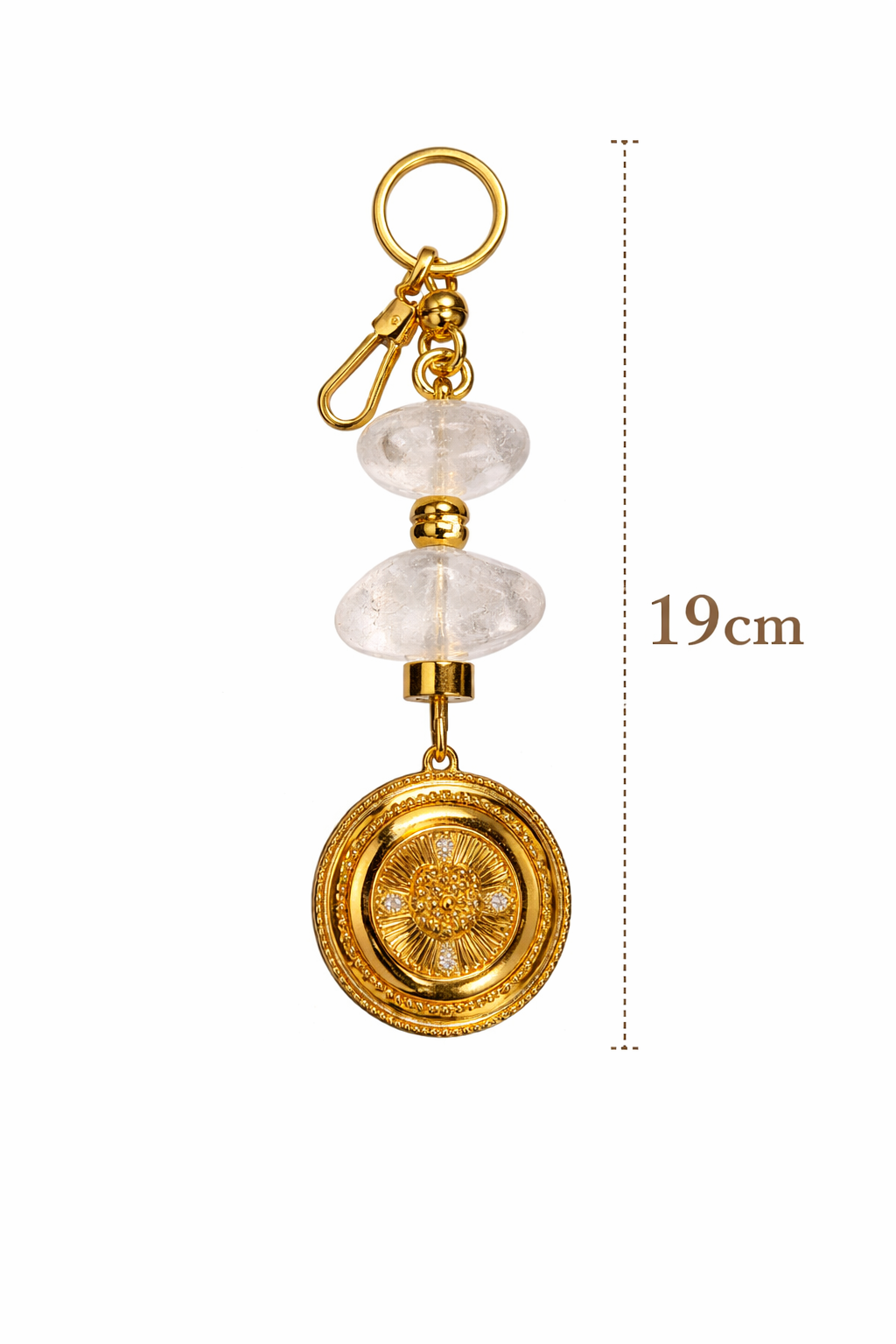 Amuleto de Proteção com Cristal e Sagrado Coração - Chaveiro