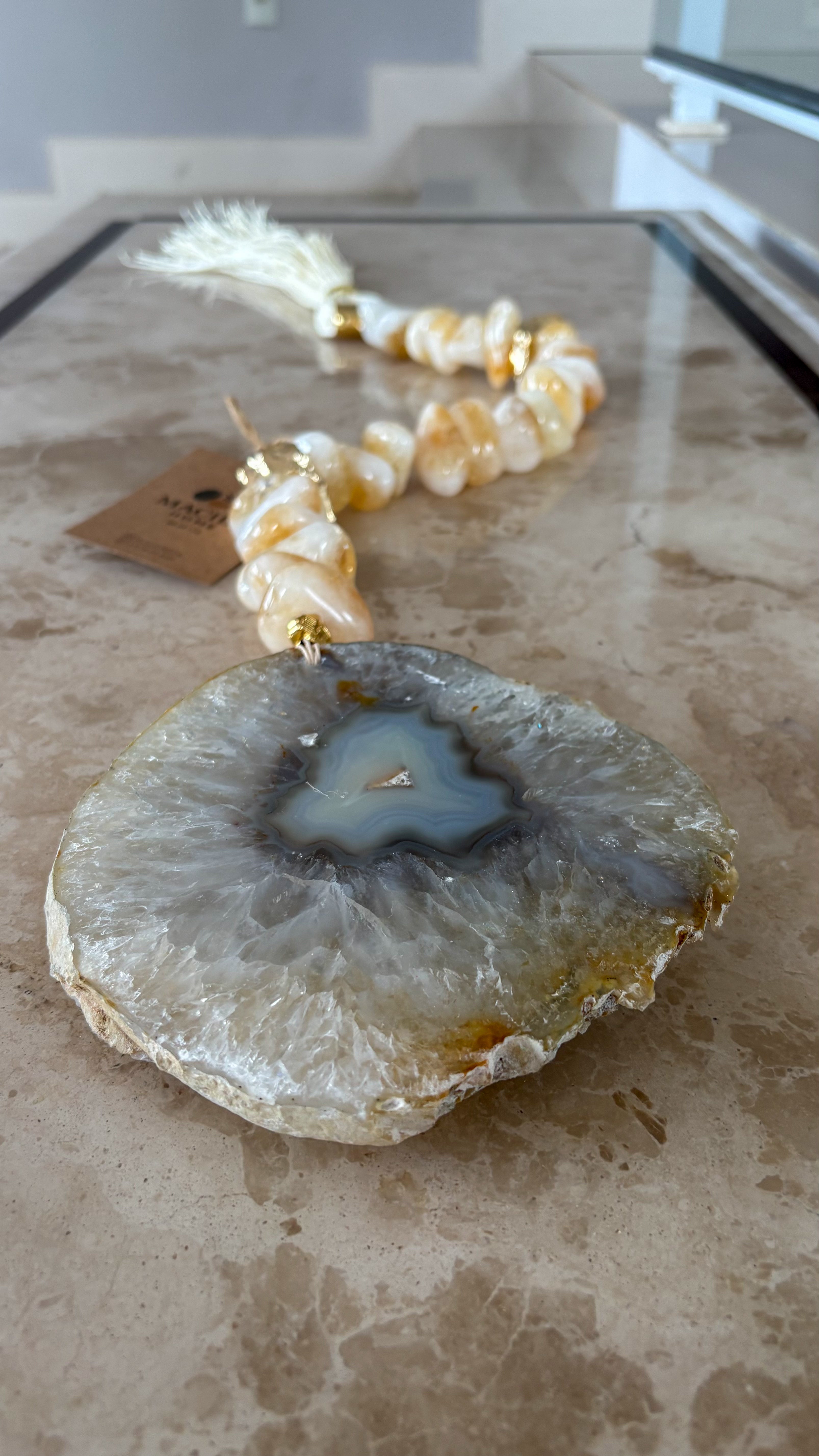 Colar de Mesa ANA - pedras naturais de Citrino com Ágata.