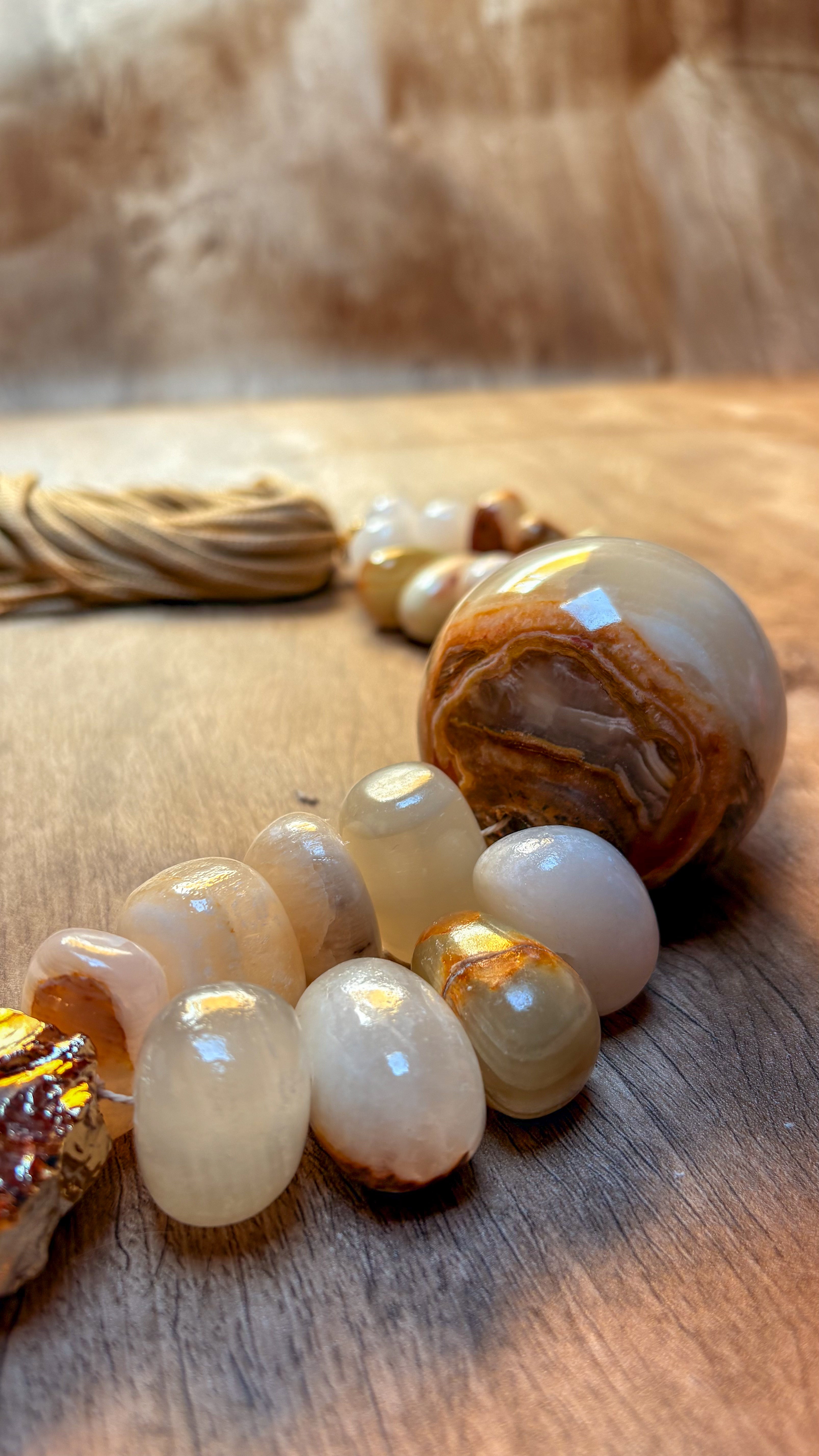 Colar de Mesa de Ônix paquistanês com Cordas