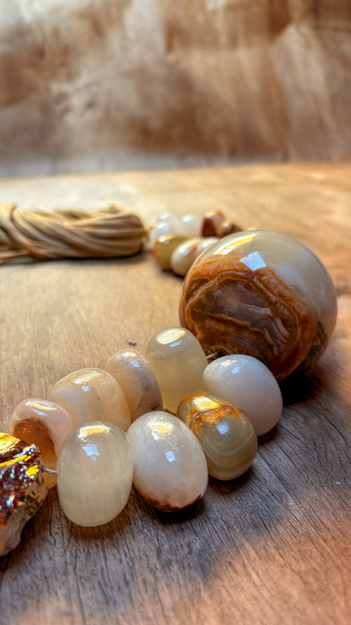 Colar de Mesa de Ônix paquistanês com Cordas