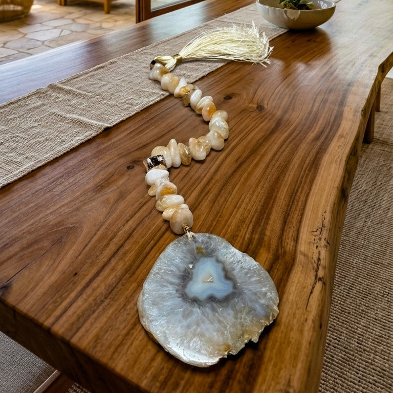 Colar de Mesa ANA - pedras naturais de Citrino com Ágata.