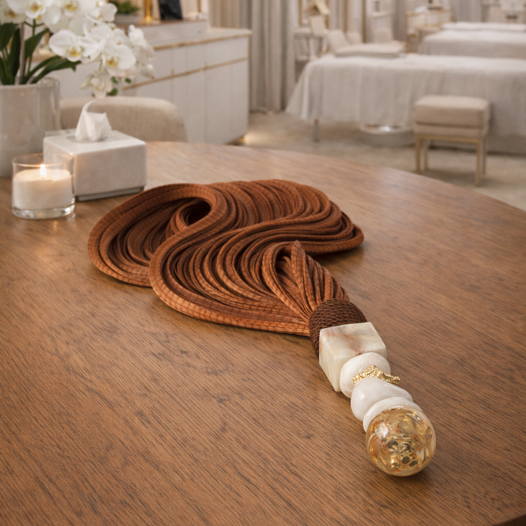 Colar de Mesa Ônix & Quartzo Branco com Detalhe Dourado