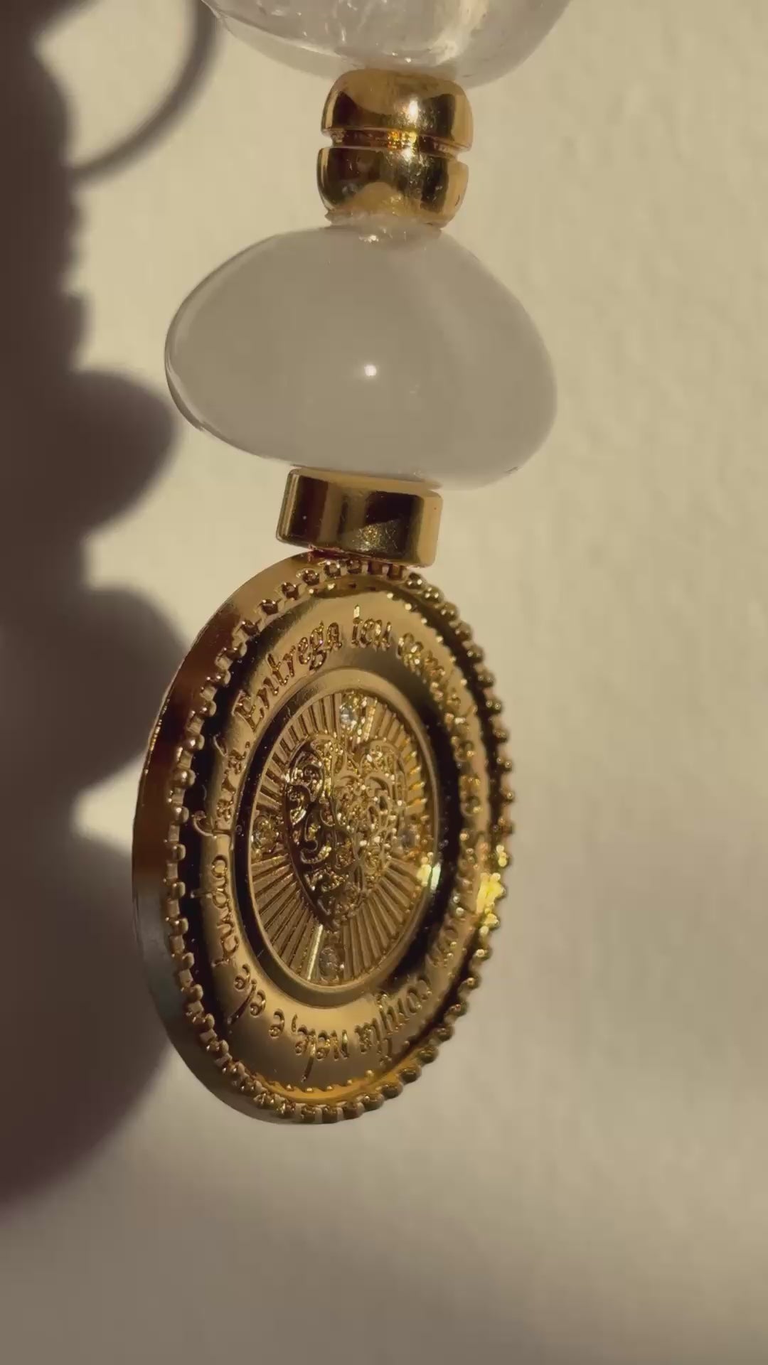 Amuleto de Proteção com Cristal e Sagrado Coração - Chaveiro
